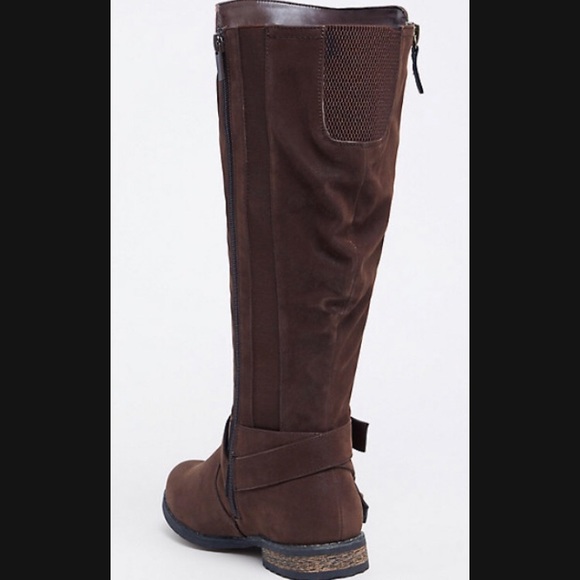 NIB Brown Brushed Faux Leather Tall Boot Sz 12WW - Picture 2 of 5